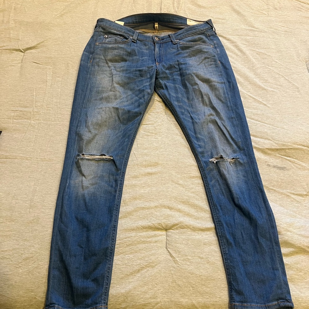 rag & bone women’s Distressed Blue Skinny Jeans